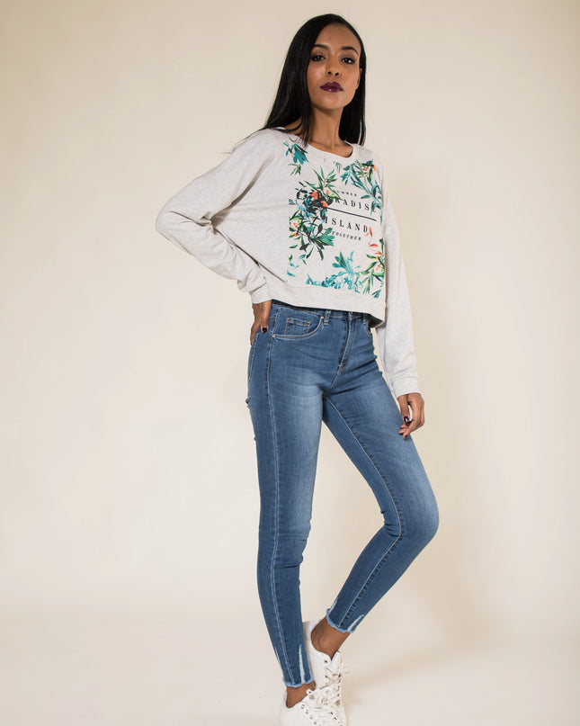 Wholesale Blue Frayed Hem Jeans