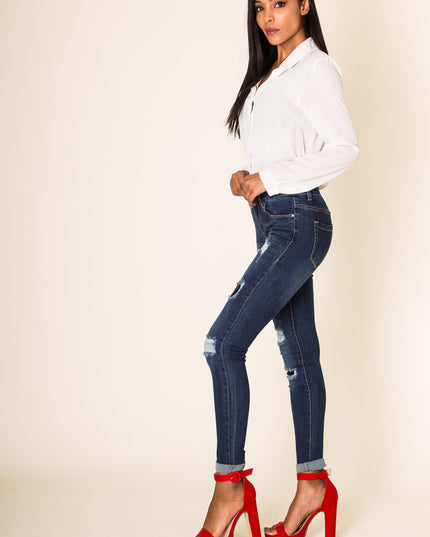 Wholesale Dark Blue Ripped Jeans