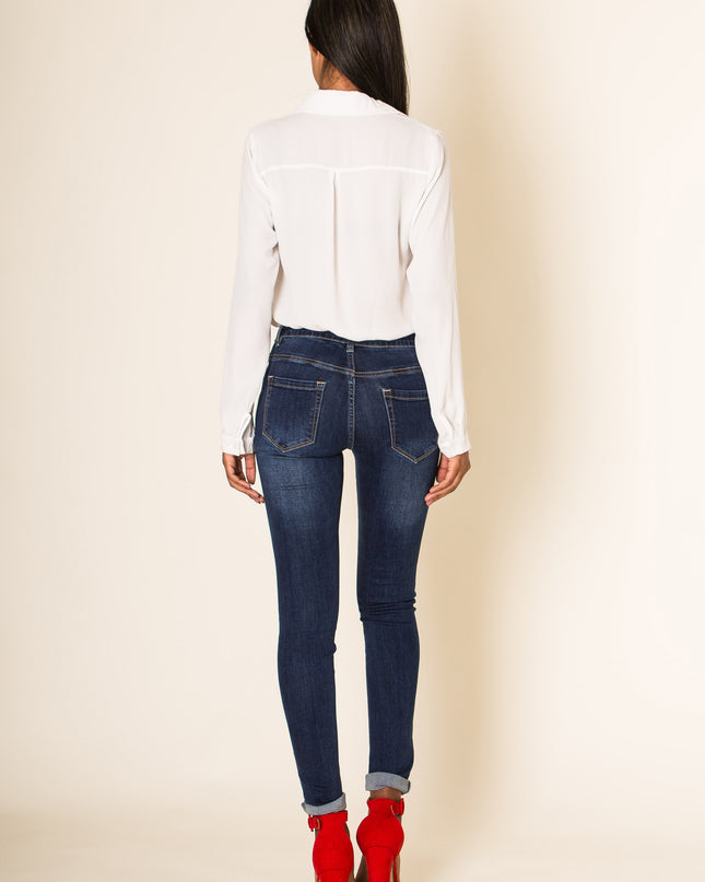 Wholesale Dark Blue Ripped Jeans