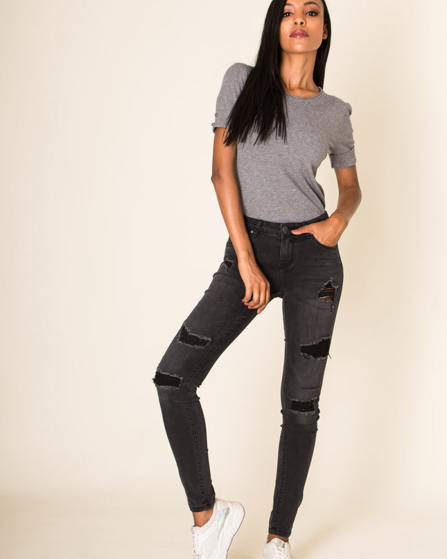 Wholesale Grey Ripped Jeans