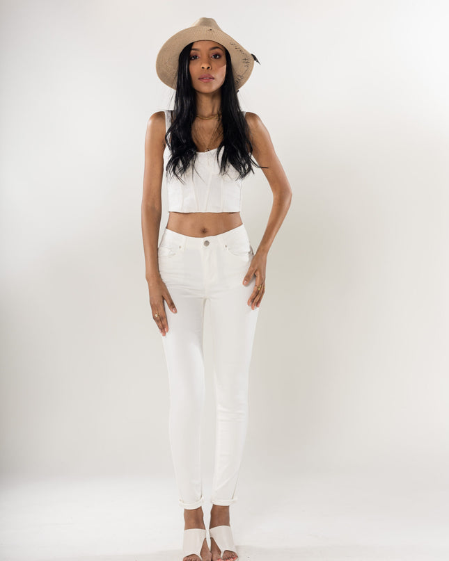 Wholesale White Push Up High Waist Jeans