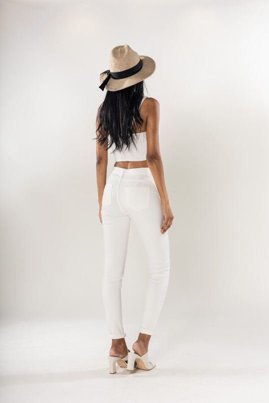 Wholesale White Push Up High Waist Jeans