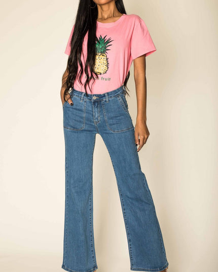 Wholesale Blue Wide High Waisted Jeans