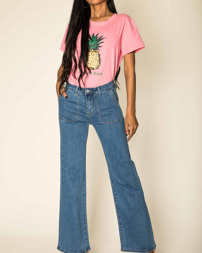 Wholesale Blue Wide High Waisted Jeans