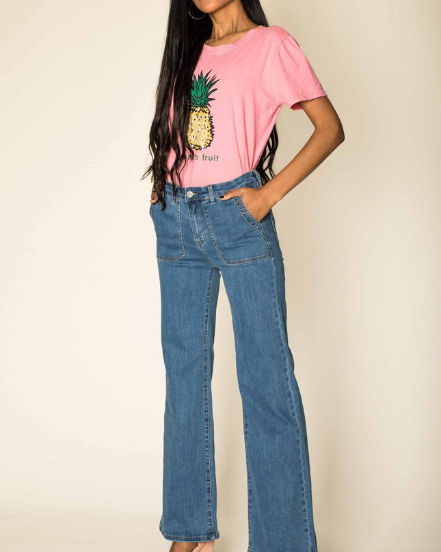 Wholesale Blue Wide High Waisted Jeans