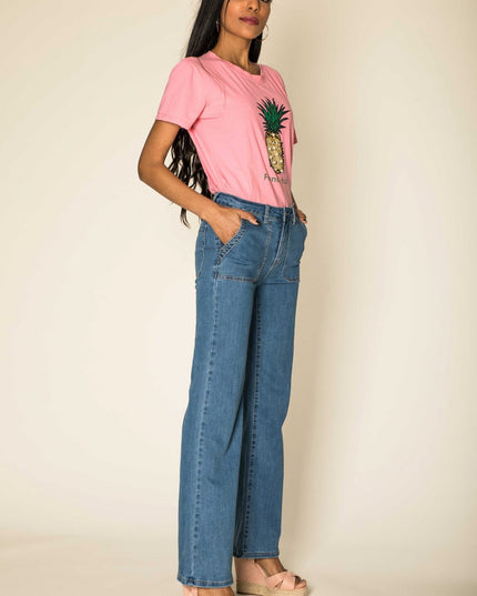 Wholesale Blue Wide High Waisted Jeans
