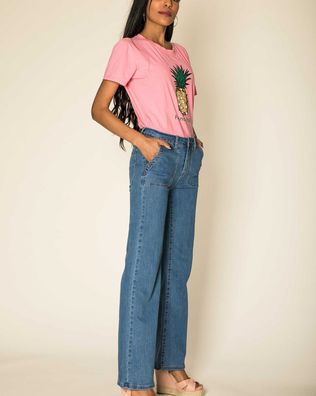 Wholesale Blue Wide High Waisted Jeans
