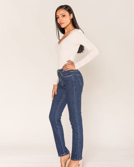 Wholesale Raw Blue High Waist Straight Skinny Jeans