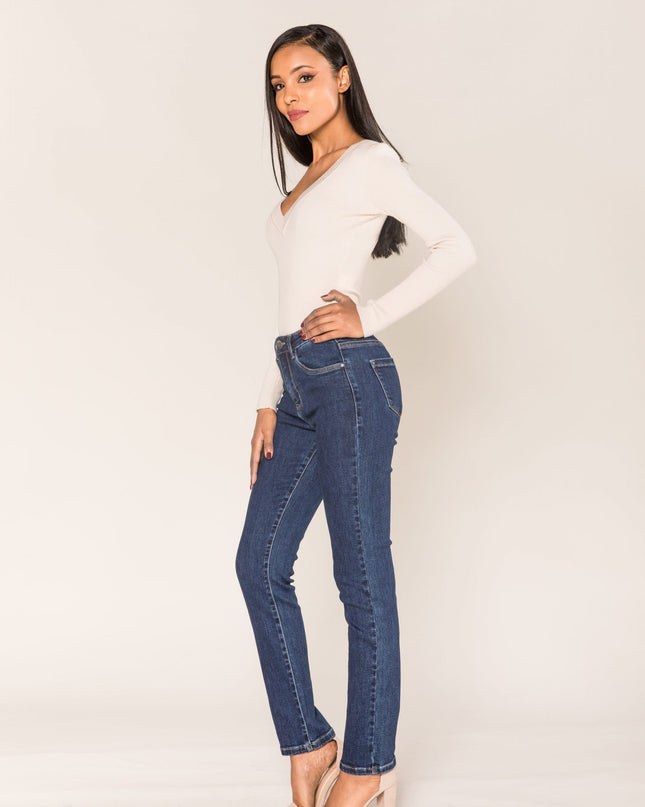 Wholesale Raw Blue High Waist Straight Skinny Jeans