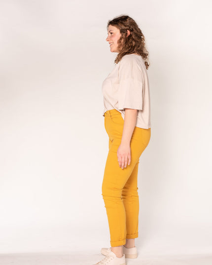 Wholesale Yellow High Waist Plus Size Slim Jeans