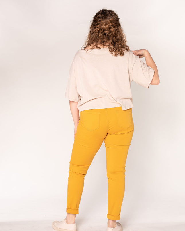 Wholesale Yellow High Waist Plus Size Slim Jeans