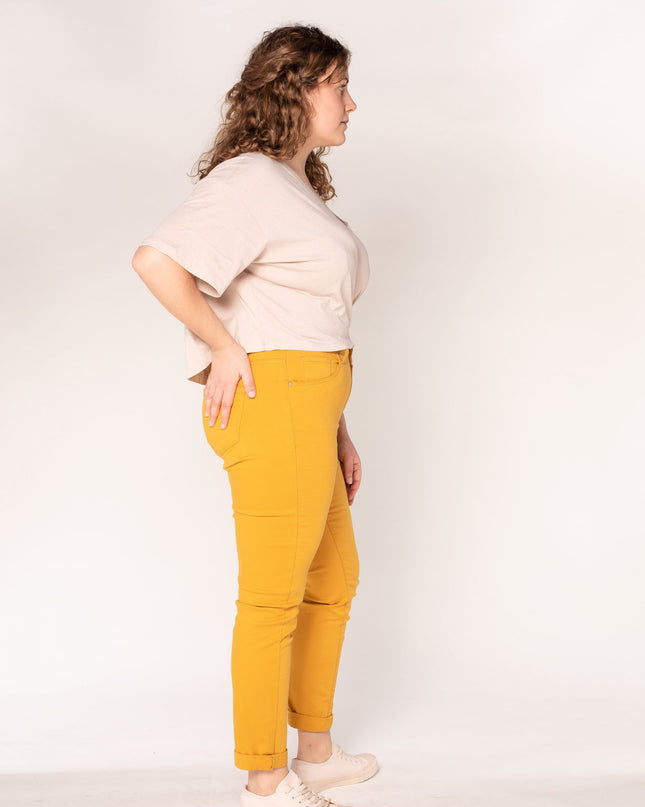 Wholesale Yellow High Waist Plus Size Slim Jeans