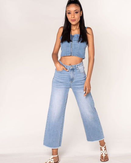 Wholesale Sky Blue Flare Jeans Bootcut Jeans
