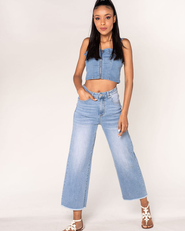 Wholesale Sky Blue Flare Jeans Bootcut Jeans