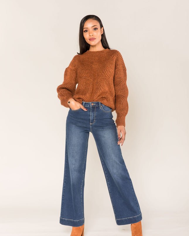 Wholesale Blue High Waisted Super Large Flared Jeans