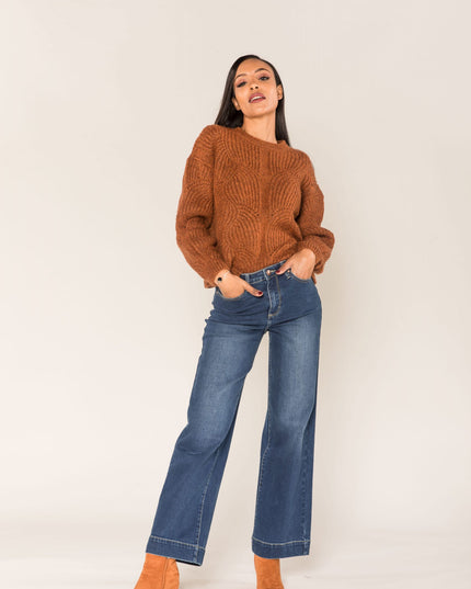 Wholesale Blue High Waisted Super Large Flared Jeans