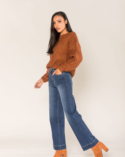 Wholesale Blue High Waisted Super Large Flared Jeans