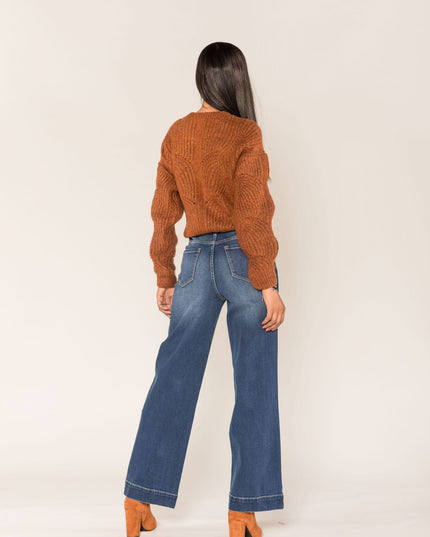 Wholesale Blue High Waisted Super Large Flared Jeans